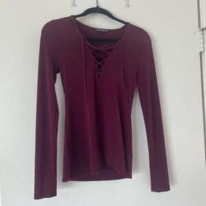 Express women’s long sleeve burgundy shirt, small